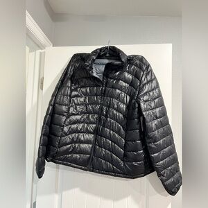 NEW NWT Old Navy black shiny thin puffer jacket‎ coat 2x XXL